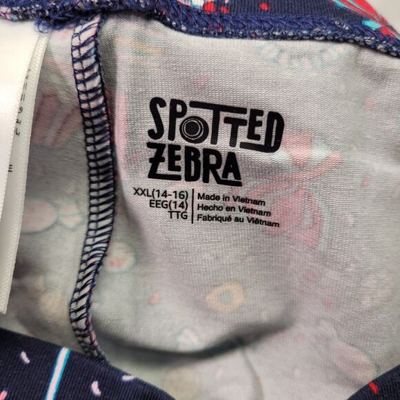 Spotted Zebra Girls Active Stretch Colorful Blue Candy Printed Leggings XXL - Picture 4 of 7